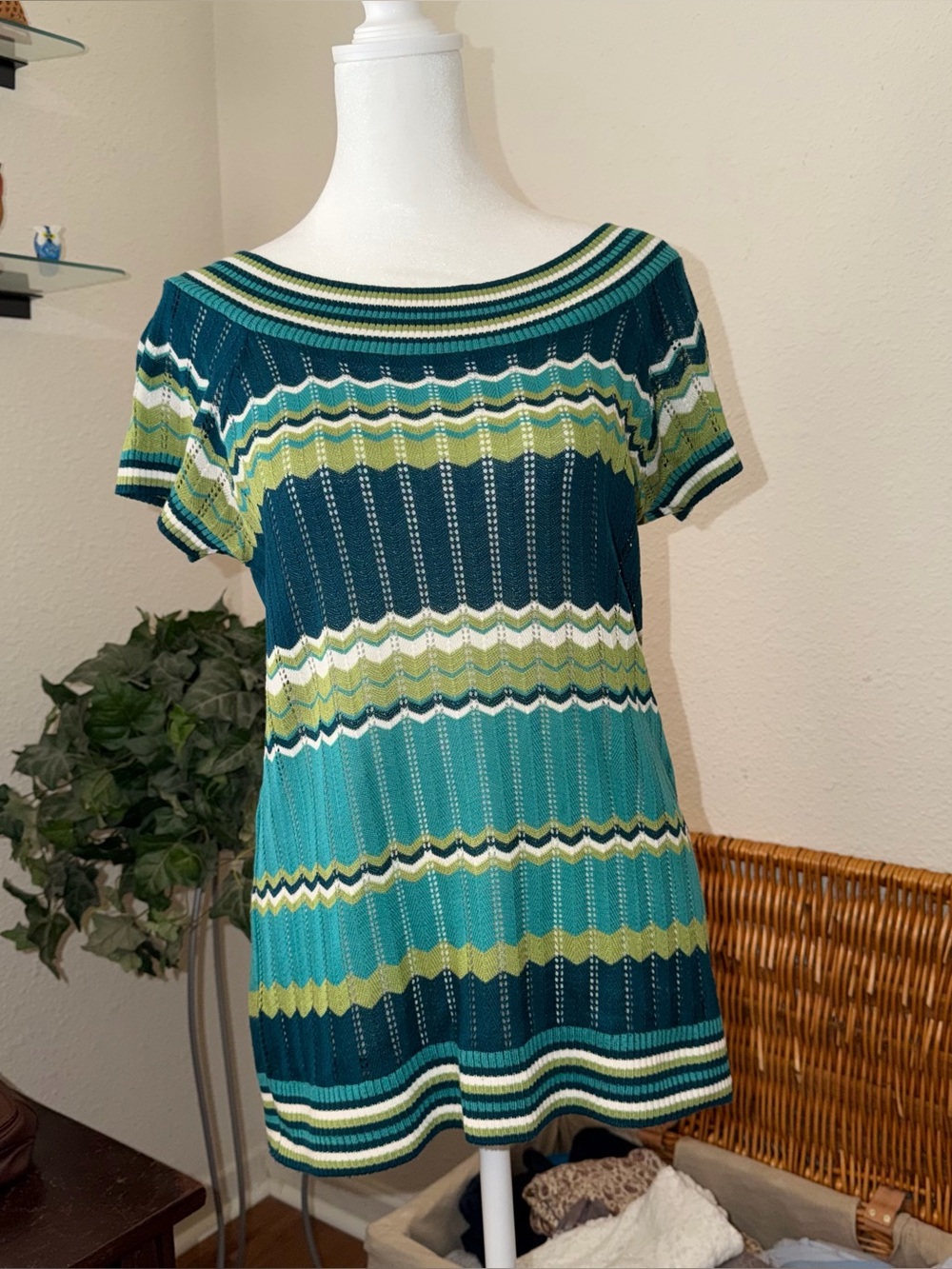 AB Studio Multicolor Striped Knit Blouse